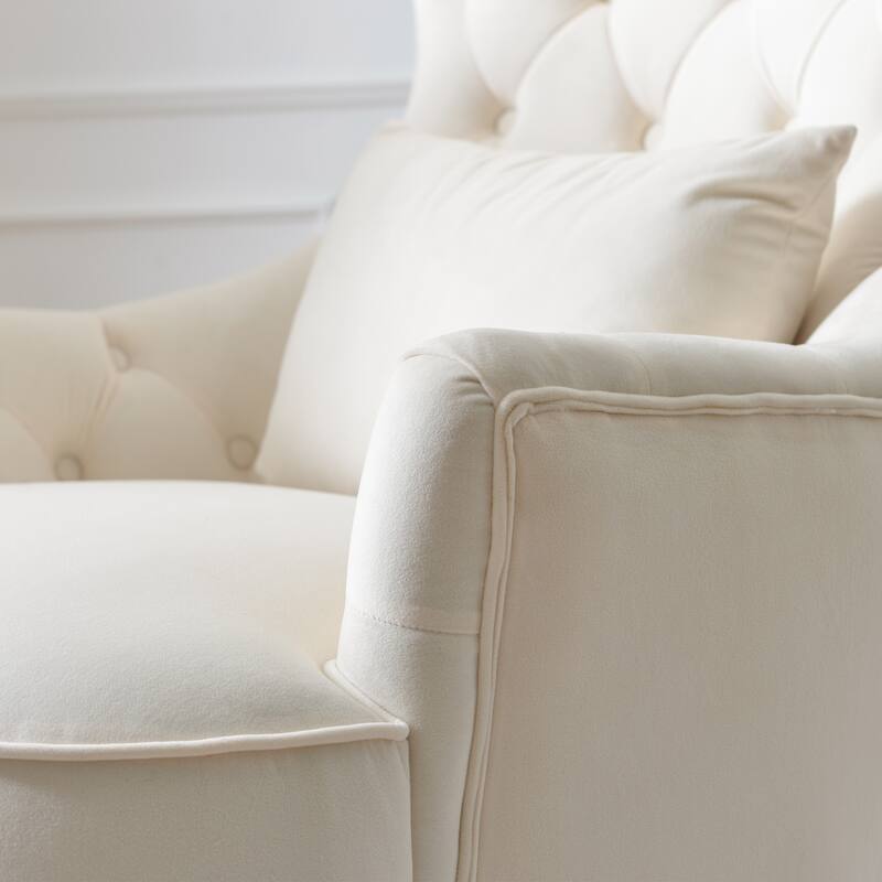 KINWELL Upholstered Tufted Velvet High Wingback Accent Chair