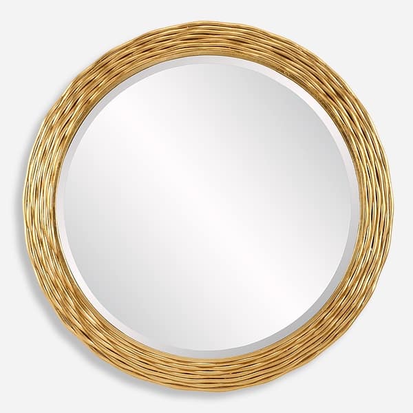 slide 2 of 6, Uttermost Celeste Gold Round Mirror - 36"H x 36"W x 0.75"D
