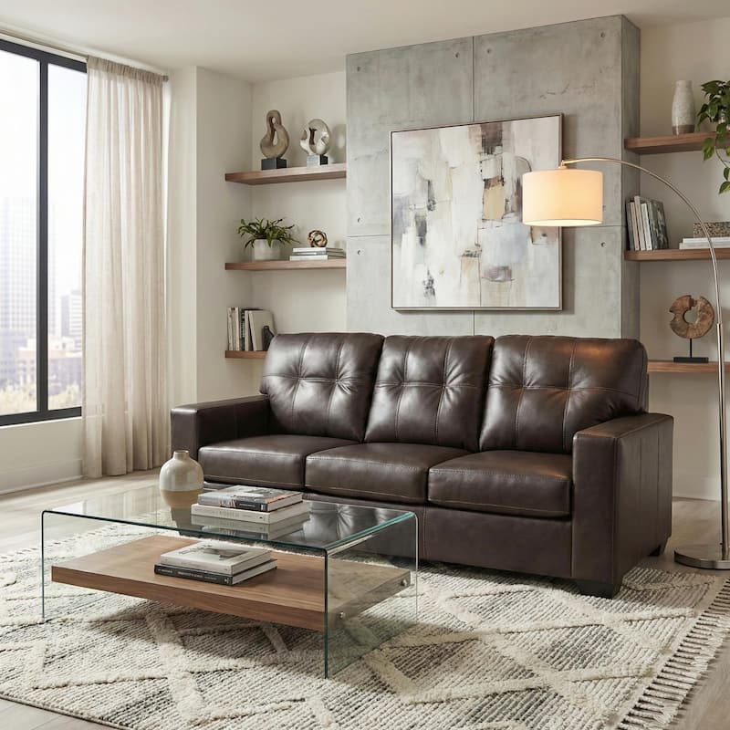 Roundhill Furniture Holmes Leather 2-Piece Living Room Set