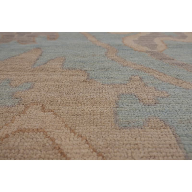 Light Blue Oushak Vegetable Dye Rug Hand-Knotted Wool Carpet - 8'1"x 10'1"