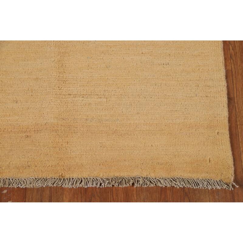 Modern Gabbeh Oriental Foyer Rug Handmade Yellow Wool Carpet - 2'9"x 3'8"