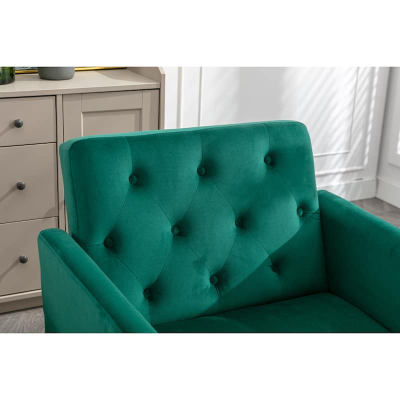 Bottom Tufted Accent Lounge Chair with Adjustable Arm and Back