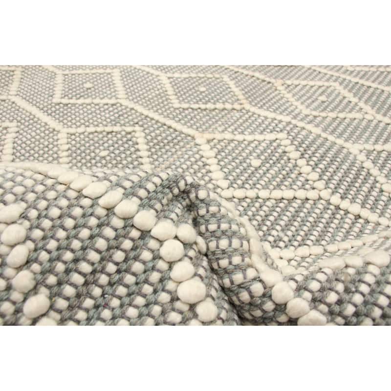 ECARPETGALLERY Braid weave Sienna Grey Wool Rug - 5'2 x 8'2