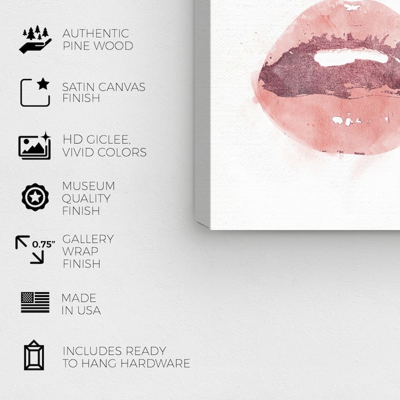 Wynwood Studio Fashion and Glam XO Glossy Lips White and Glam Wall Art Canvas Print