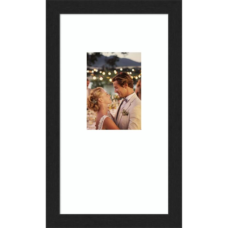 Grace Brushed Gold Narrow Framed Picture Frame, Photo Frame - 10x18 Matted White 5x7 - Grace Brushed Metallic Black Narrow