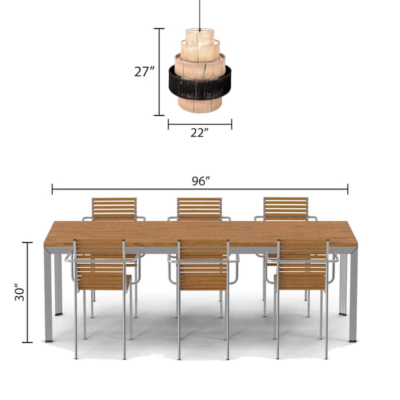Sammie River of Goods Natural and Black Tiered Pendant Light with Adjustable Hanging Cord - 22" x 22"x 29/88"