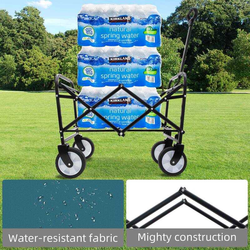 Multi-Use Foldable Wagon w/ 3 Liner Bags,Heavy Duty Beach Camping Cart