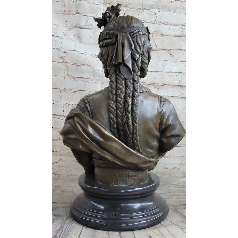 Native American Girl Bronze Bust Sculpture Statue Pocahontas Sacajawea By Villanis 19 Inches X 11 Inches