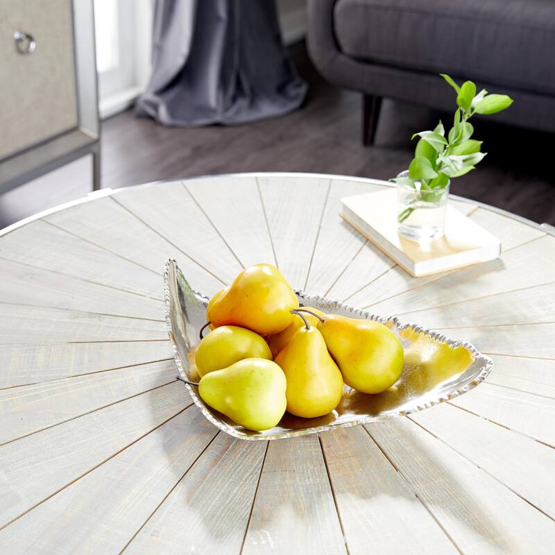 Aluminum Metal Live Edge Living Room Decor Tray - Silver - CosmoLiving by Cosmopolitan