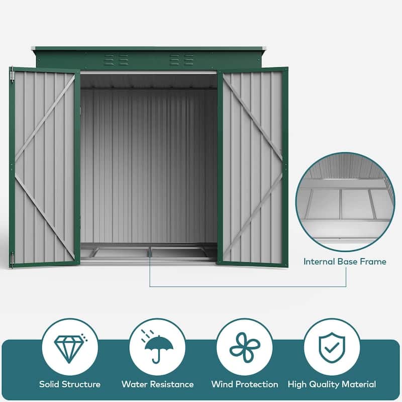 5' x 3' / 6' x 4' Outdoor Storage Shed with Double Lockable Doors, Waterproof Shed, Outdoor Storage Clearance for Backyard Patio