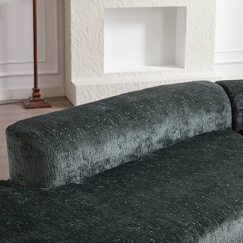 114" Chenille Cloud Sectional Sofa with Extra Deep Seating, and 4 Throw Pillows & No-Assembly Design