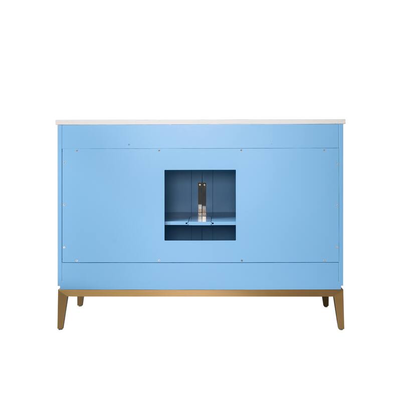 35''H Solid Wood Bath Vanity with Stain-resistant Carrera White Quartz Top and Sink