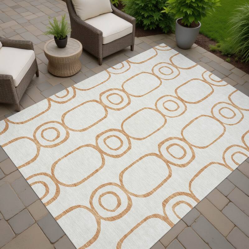 Machine Washable Indoor/ Outdoor Modern Vibe Chantille Rug - Copper - 3' x 5'
