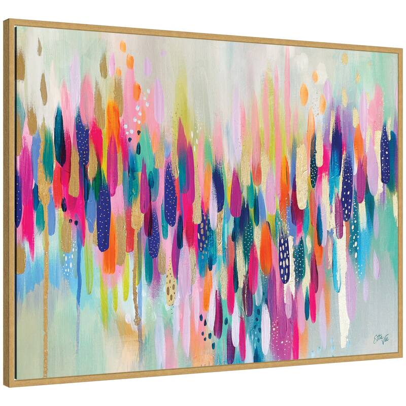 Kate and Laurel Sylvie Brushstroke 154 Horizontal Framed Canvas by Ettavee - 42x32