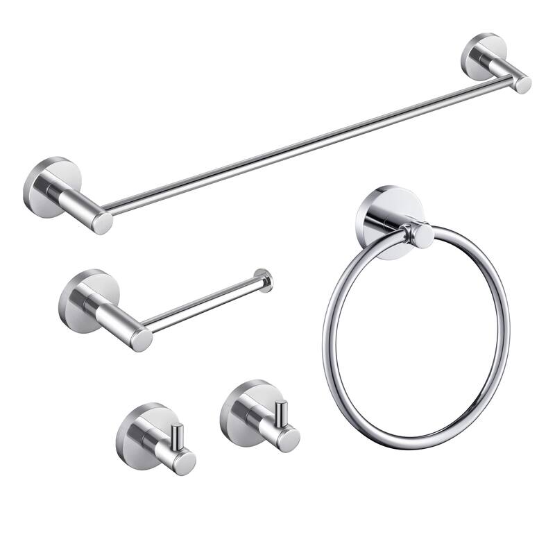 Circular 5-Piece Bathroom Hardware Set - Chrome