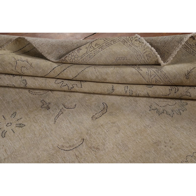 Earth Tone Tabriz Persian Vintage Area Rug Hand-Knotted Wool Carpet - 9'6"x 12'7"