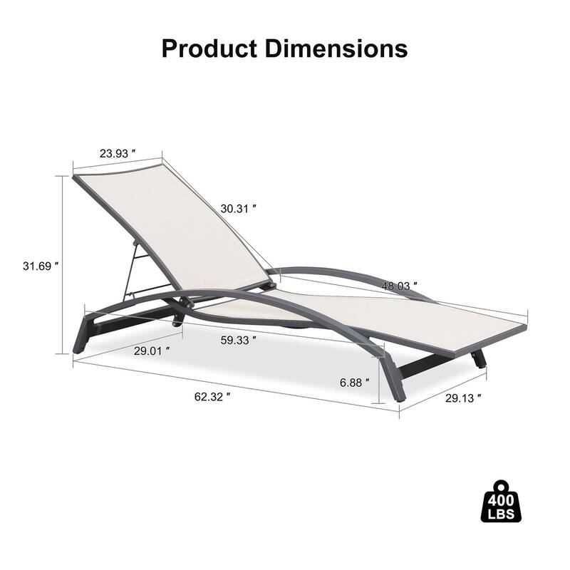 PURPLE LEAF Patio Chaise Lounge Chair Set of 2 Outdoor Lounge Chair with Arm All Weather Adjustable Lounger