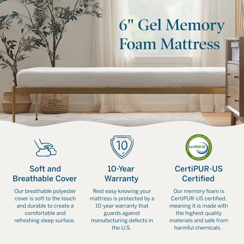 Lucid 6 Inch Gel Memory Foam Mattress Firm Feel