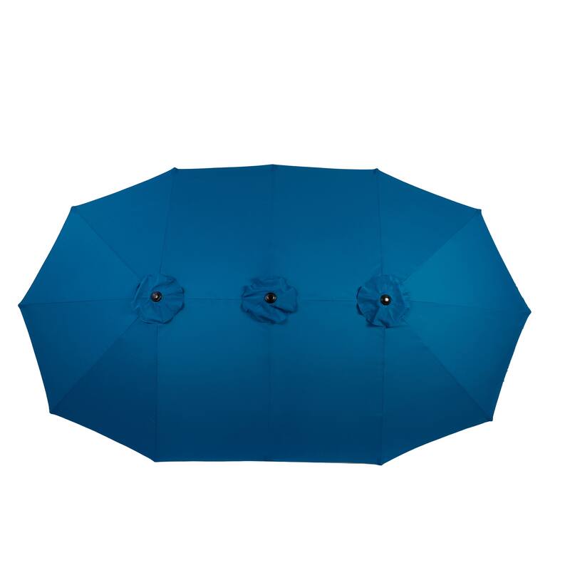 14.8 Ft Double Sided Outdoor Umbrella Rectangular Large with Crank ( Dark blue )(No Base)