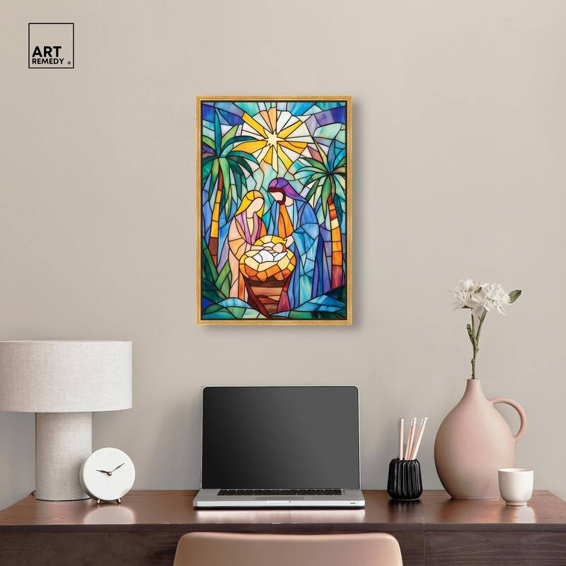 Holy Family Framed in Glass Canvas by Art Remedy