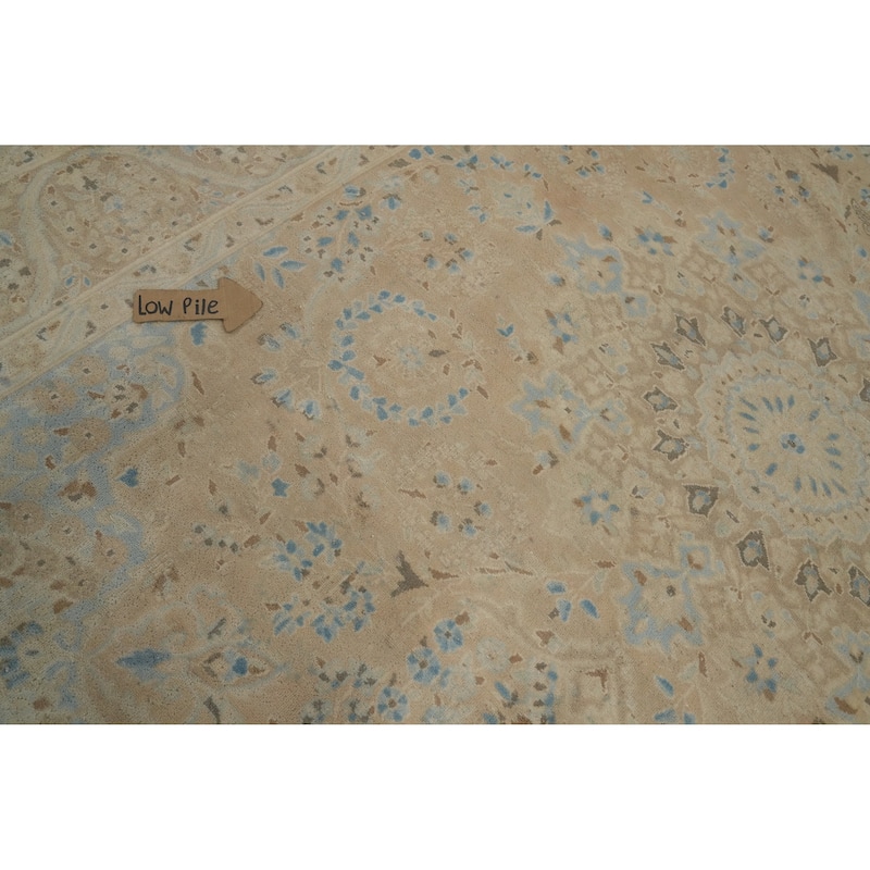 Hand Knotted Oriental 100% Wool Carpet Traditional Floral Beige & Ivories Tabriz Area Rug - 11' 0'' X 8' 1''