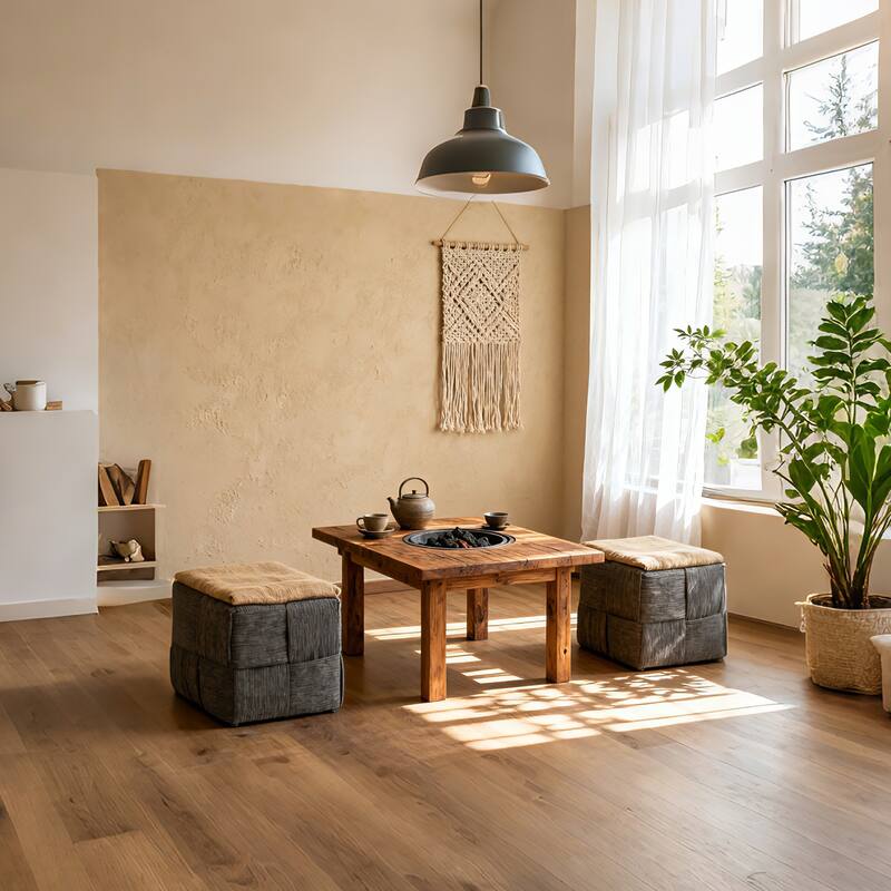 Ottoman Foot Rest Soft and Comfortable Ottoman Square Corduroy Woven Design Sofa Stool