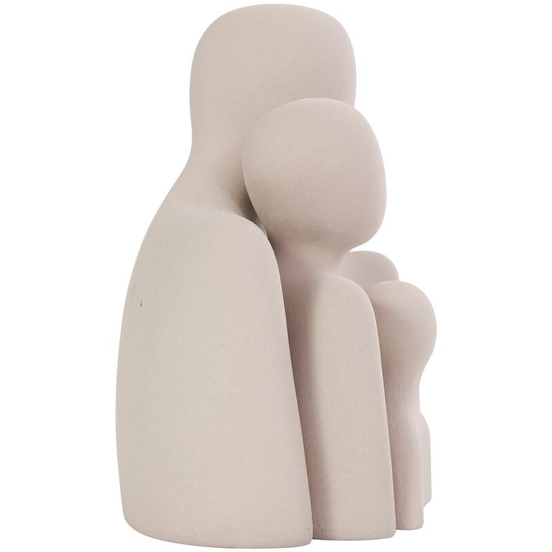 Cream Ceramic Nesting Family People Decorative Sculpture (Set of 3)