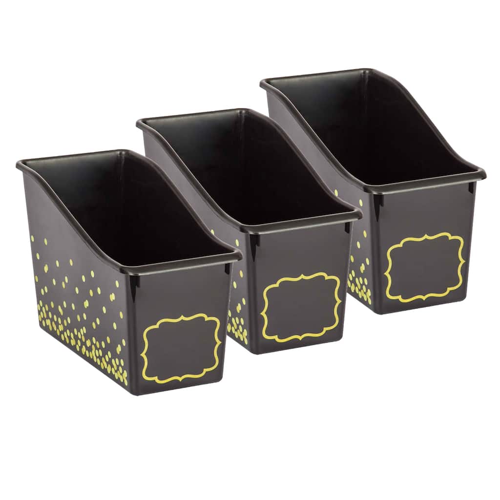 Teacher Created Resources Black Confetti Plastic Book Bin, Pack of 3