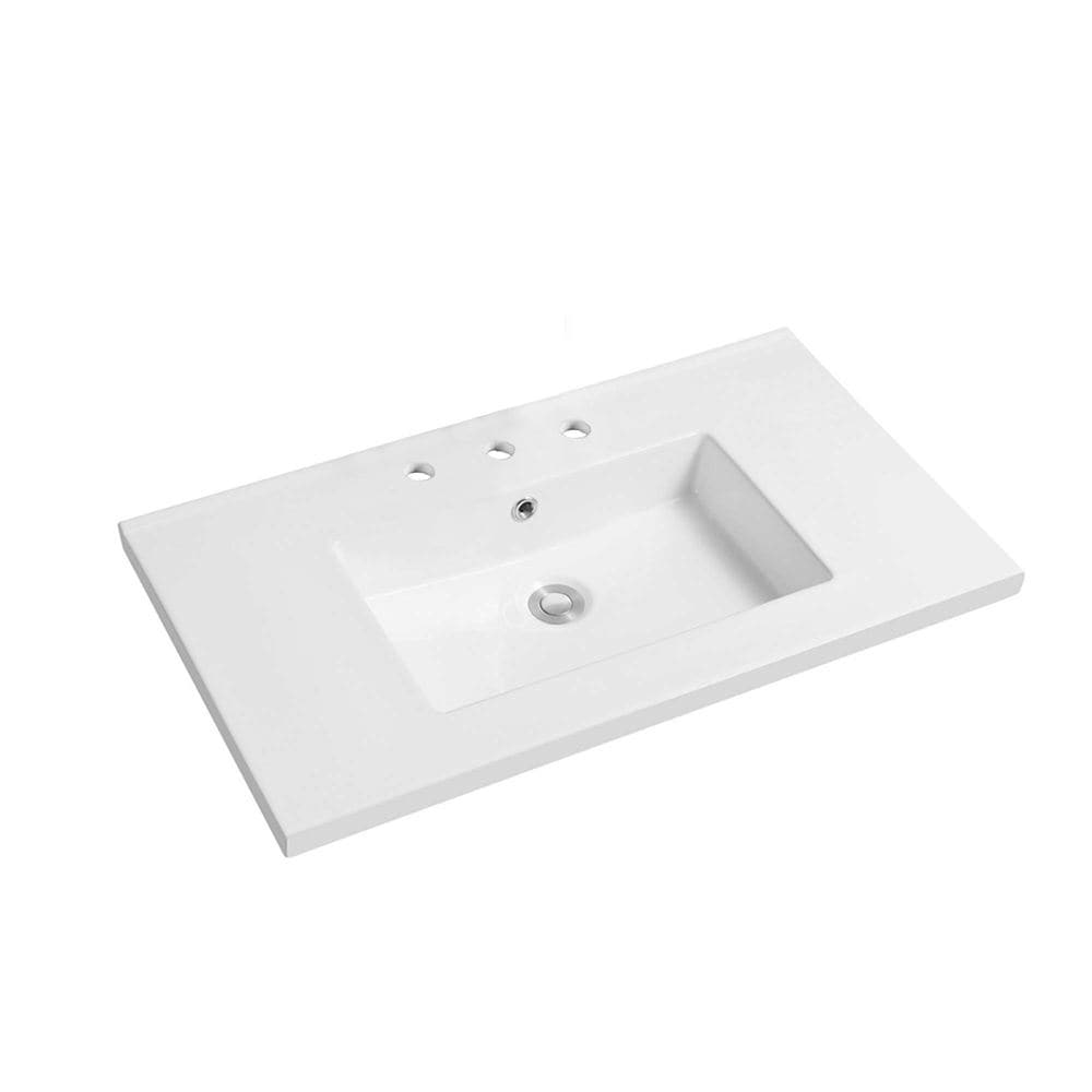 30" Single Ceramic Sink Top with 3-hole Faucet Holes - 30