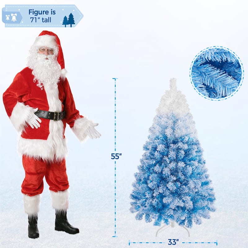 Yaheetech 4.5ft/6ft/7.5ft Pre-lit Flocked Artificial Christmas Tree with Incandescent Warm White Lights