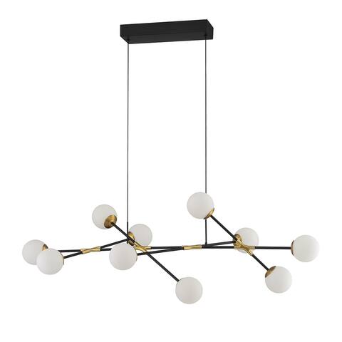 CALIPSO 10-Light Black & Brass LED Pendant Fixture