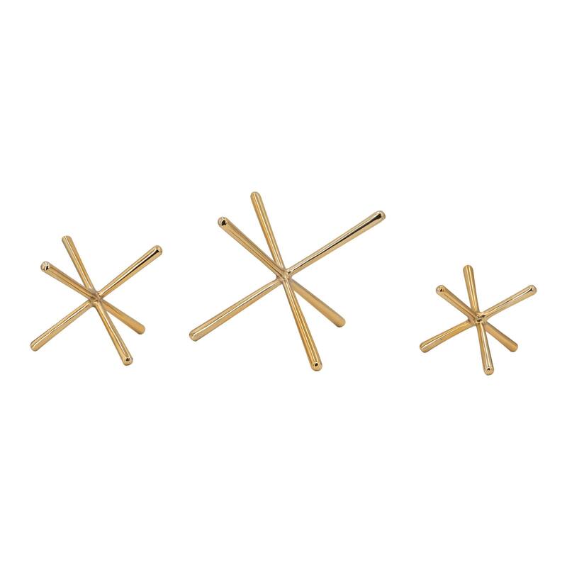 Abstract Jack Decorations - 11.5" - Gold - Set of 3