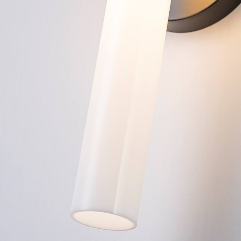 Mid-Century 2-Light Dimmable LED Wall Sconce - Black - H23.4" × W4.5" × D3.9"