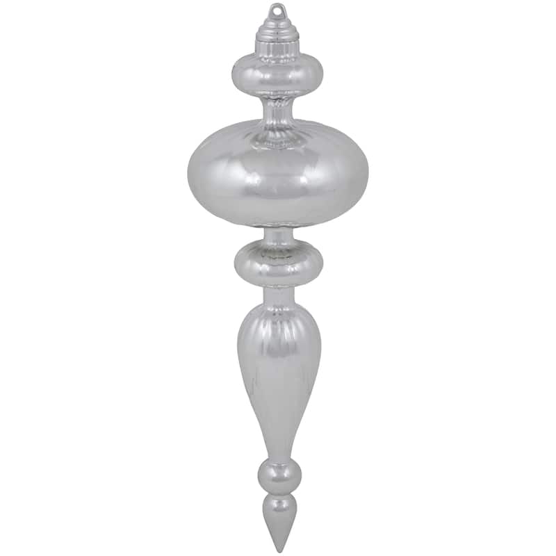 Commercial Size 2-Finish Christmas Finial Shatterproof Ornaments - Silver -12" - 4ct