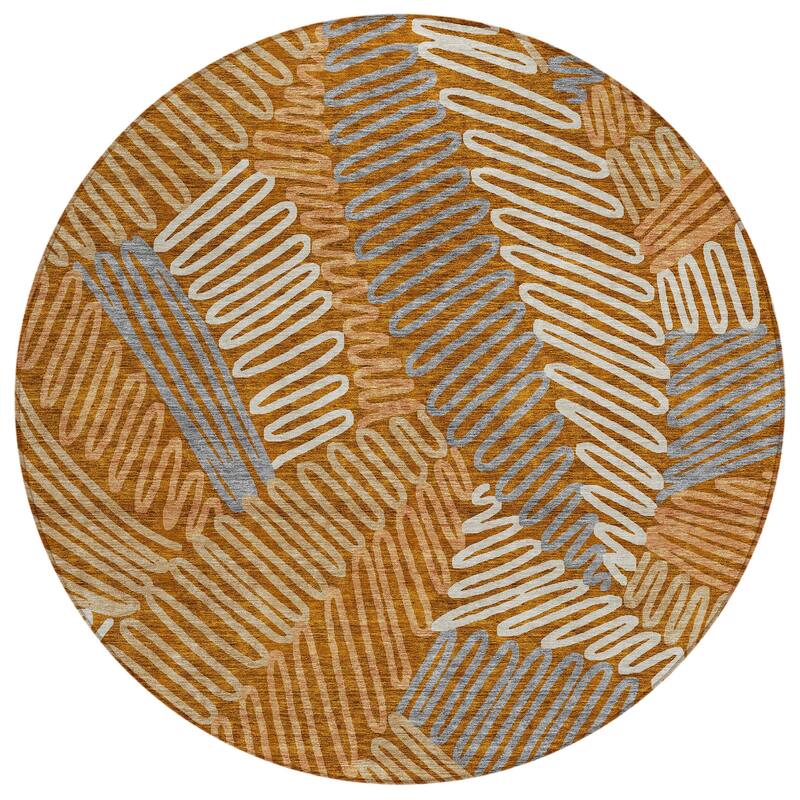 Machine Washable Indoor/ Outdoor Chantille Contemporary Squiggles Rug