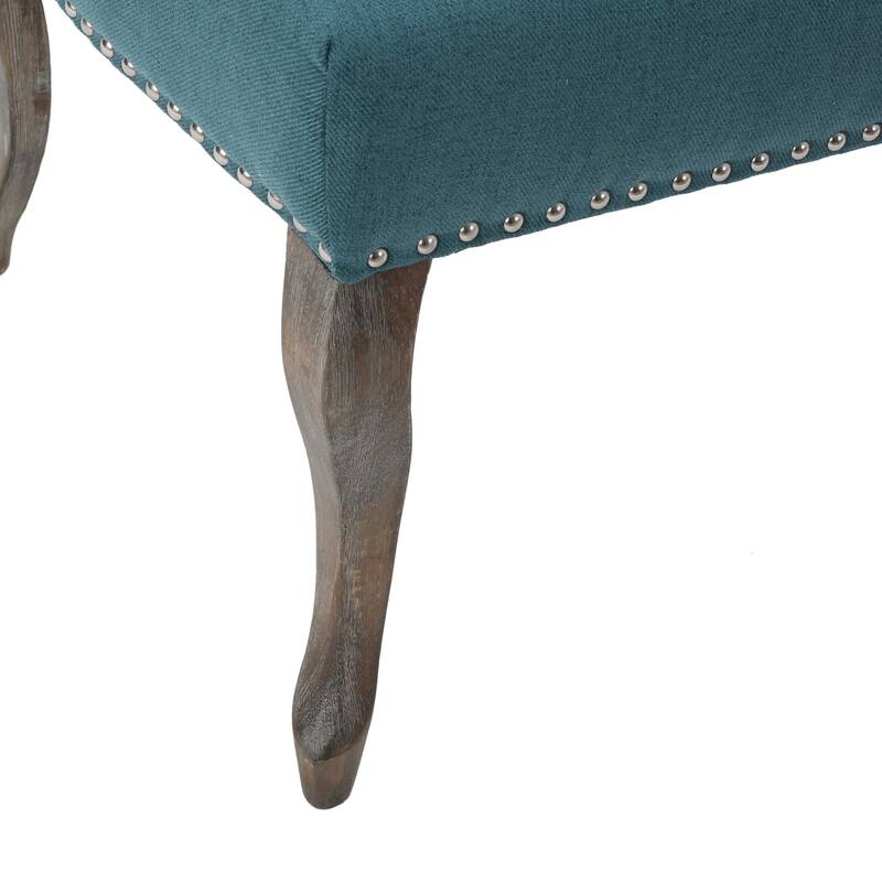 Teal Modern 23.75" Button Tufted Accent Chair with Rubber Wood Frame and Nailheads for Living Room