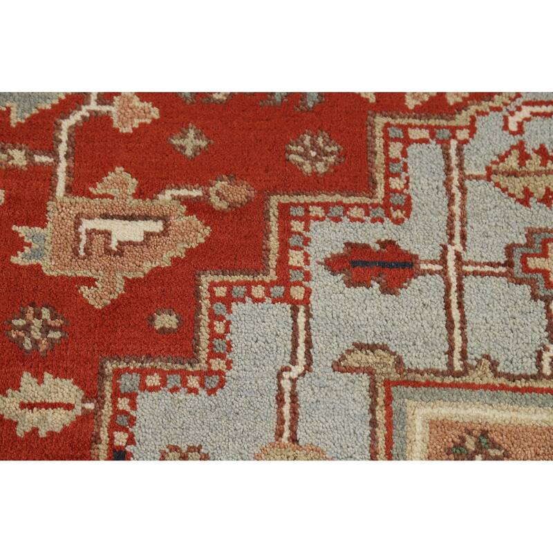 Hand Knotted Oriental 100% Wool Carpet Traditional Medallion Red Heriz (serapi) Area Rug - 11' 10'' X 8' 11''