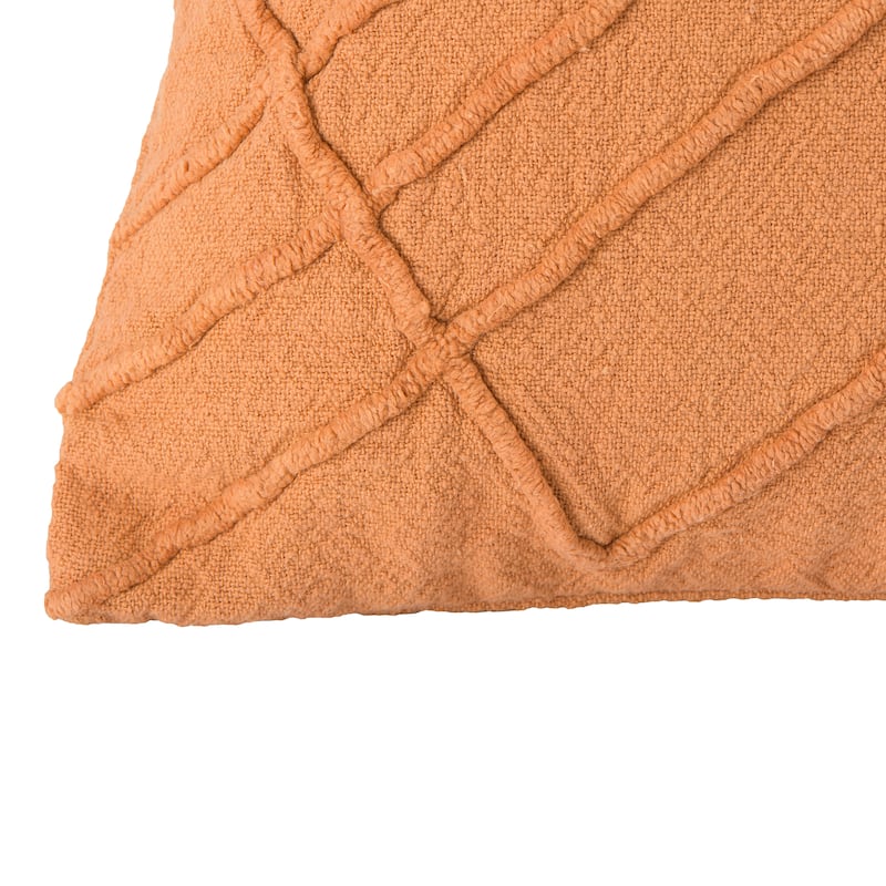 Embroidered Cotton Geometric Lumbar Pillow