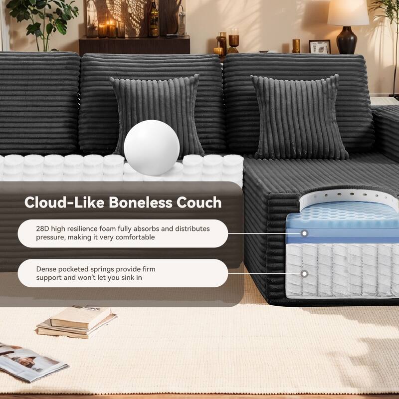Pocassy L-Shape Sectional Sofa Sofa Couch Living Room Futon Couch