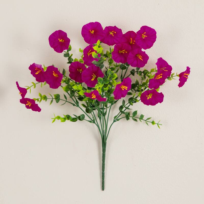 14-in UV Resistant Artificial Morning Glory Bush - Set of 12