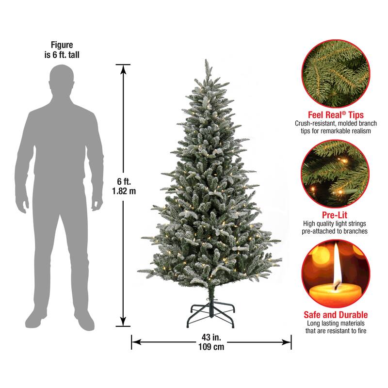 National Tree Company 6 ft. Pre-Lit Snowy Libby Fir Tree with LED Lights - 6 Foot