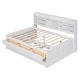 preview thumbnail 39 of 43, Full Size Wooden Captain Bed with Built-in Bookshelves, 3-Storage Drawers, and Trundle, Light Grey, Classic Style Bed Frame