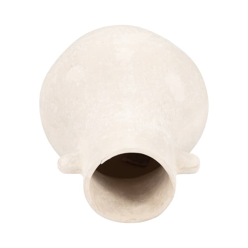 Sagebrook Home Ivory Paper Mache 10-inch Eared Vase, Perfect for Stylish Floral Arrangements