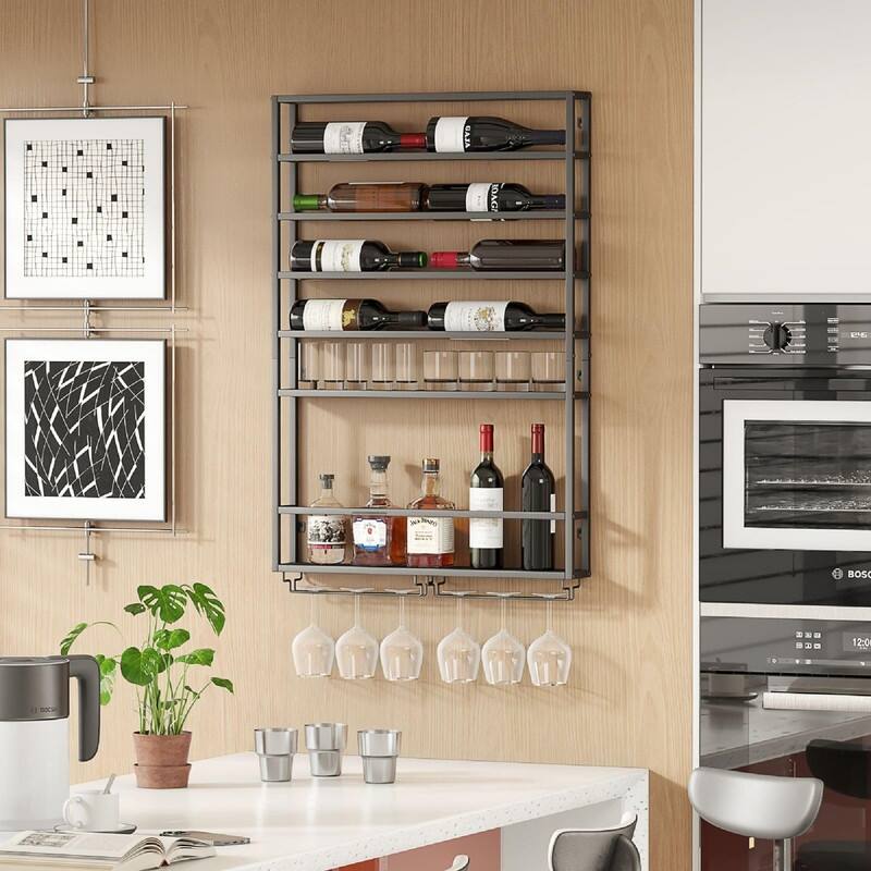 Wall Mount Wine Rack - 26.8"D x 4"W x 41"H