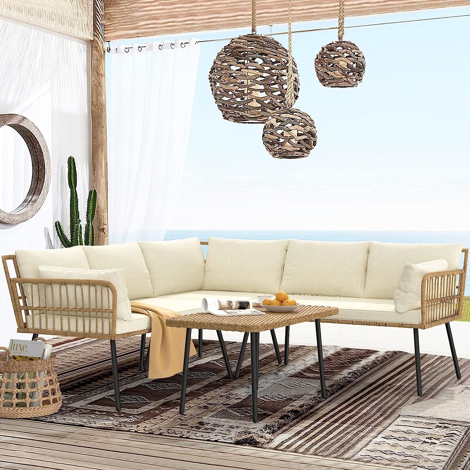 L shaped store sofa for garden