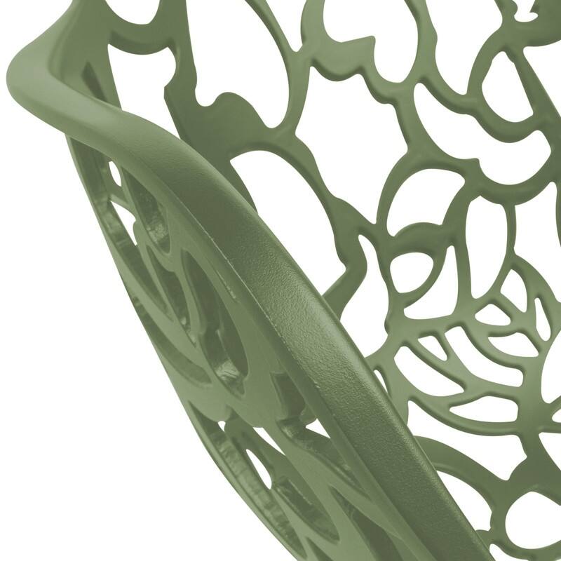 Devon Modern Floral Cutout Dining Chair with Integrated Armrest Stackable Aluminum Frame UV-Resistant Patio Chair Set of 2