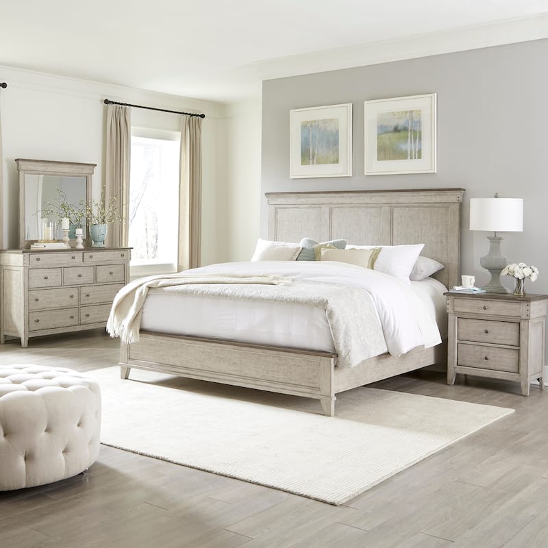 Liberty Furniture Ivy Hollow Panel Bed, Dresser & Mirror, Chest, Night Stand - King, Queen - Bed, Dresser, Mirror, and Night Stand - Queen