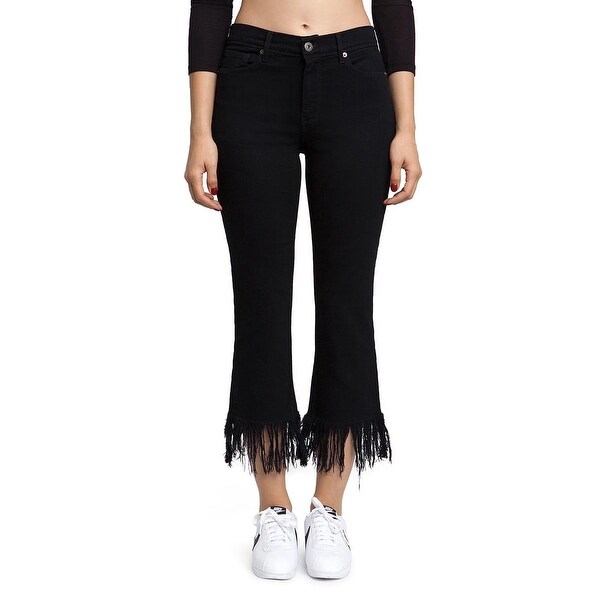 womens jeans with fringed hem