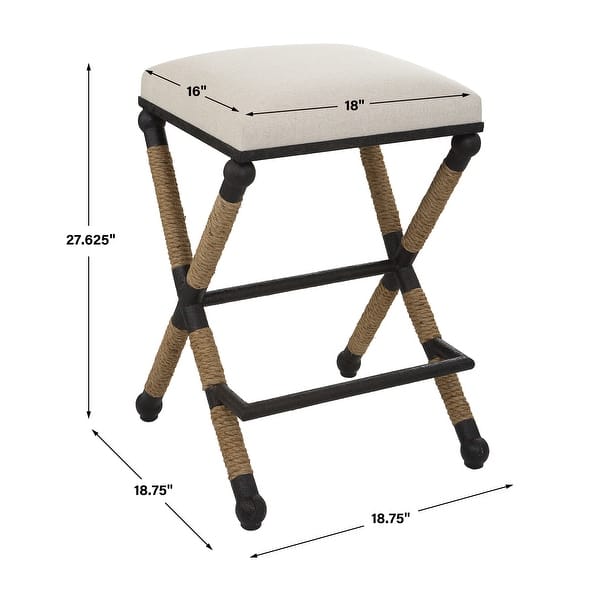 Uttermost Firth Rustic Oatmeal Counter Stool - 18.75"W x 27.63"H x 18.75"D