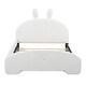 preview thumbnail 11 of 12, Full Size Upholstered Platform Bed with Cartoon Ears Headboard, White - Sturdy Frame & Comfortable Design for Kids